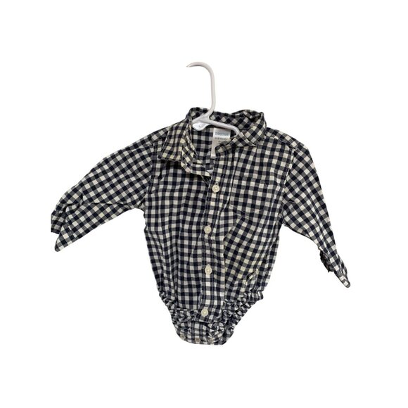 Gymboree Boys Infant Baby Size 3 6 Months Black White Gingham 1 Piece Bodysuit S - Picture 1 of 3